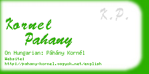 kornel pahany business card