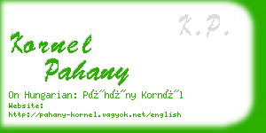 kornel pahany business card